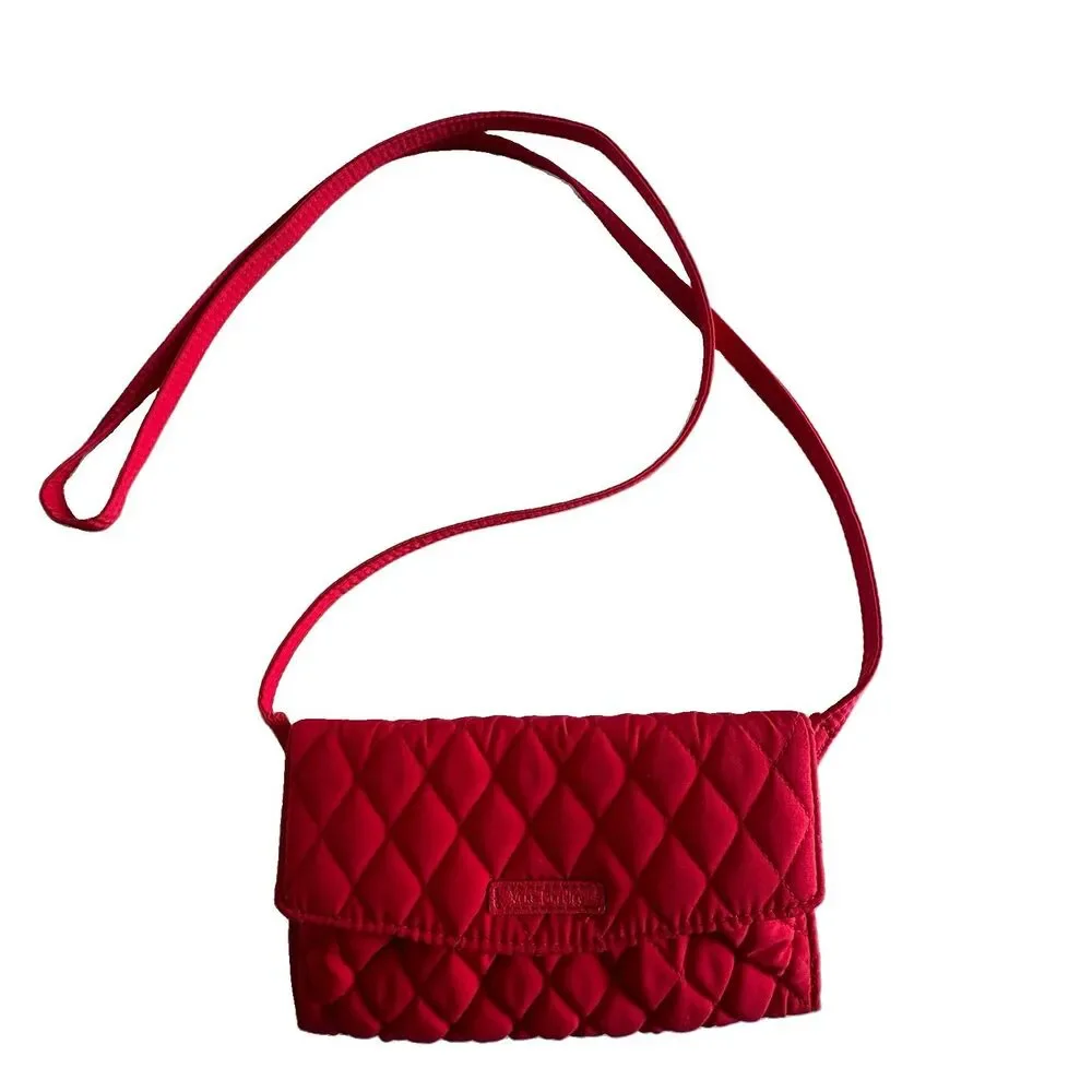 Vera Bradley Red Quilted ALL-IN-ONE Crossbody Wallet Small Purse